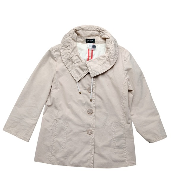 J. Crew Jackets & Blazers - J.Crew Womens Tan Cotton Field Jacket Drawstring Funnel Neck Size 2Preppy Costal